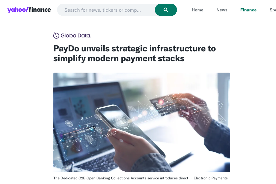 Yahoo Finance article on PayDo's unified payment infrastructure